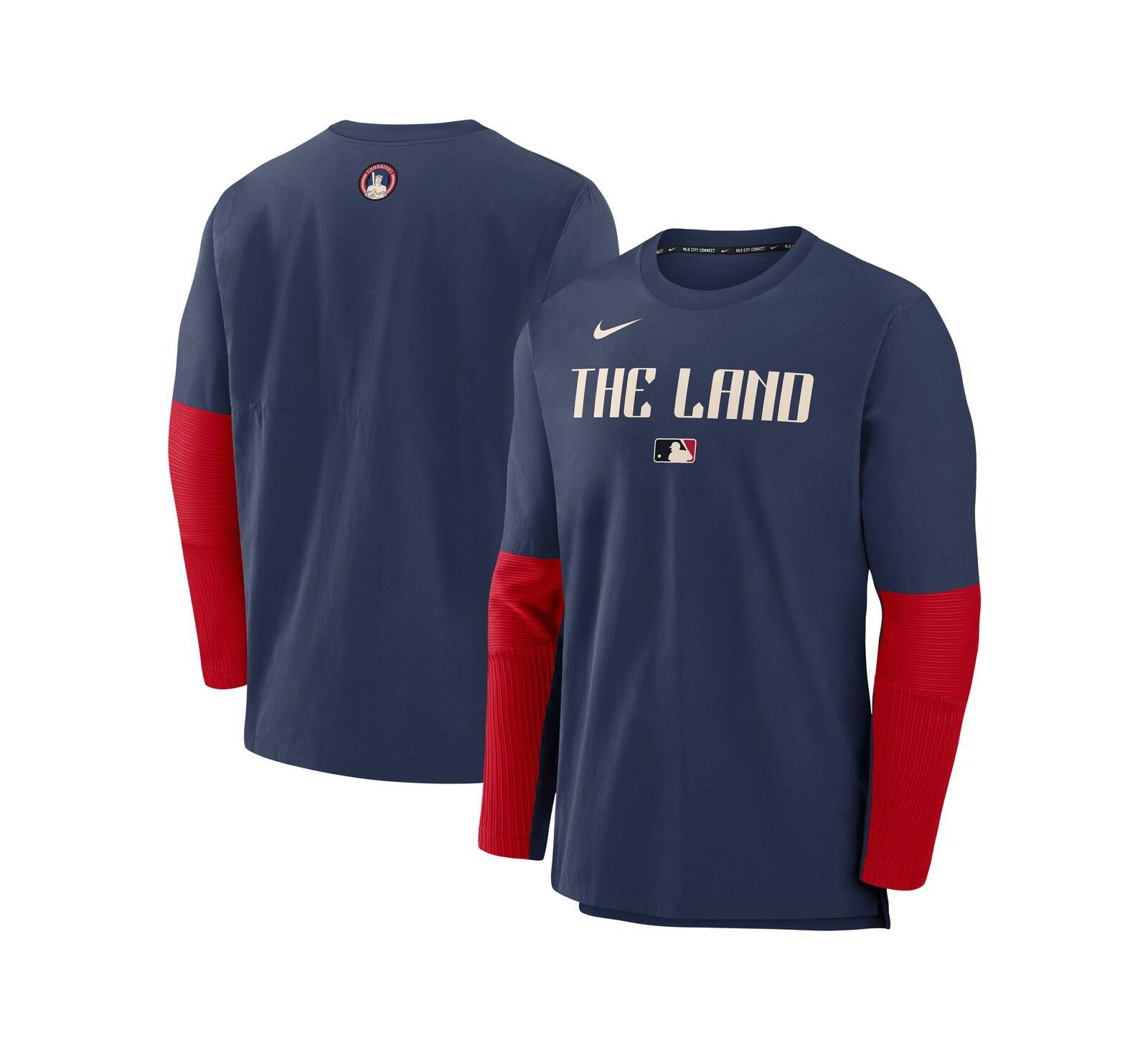Nike Men's Navy Cleveland Guardians Authentic Collection City Connect Lightweight Player Tri-Blend Performance Long Sleeve T-Shirt
