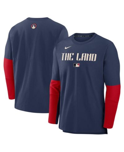 Nike Men's Navy Cleveland Guardians Authentic Collection City Connect Lightweight Player Tri-Blend Performance Long Sleeve T-Shirt