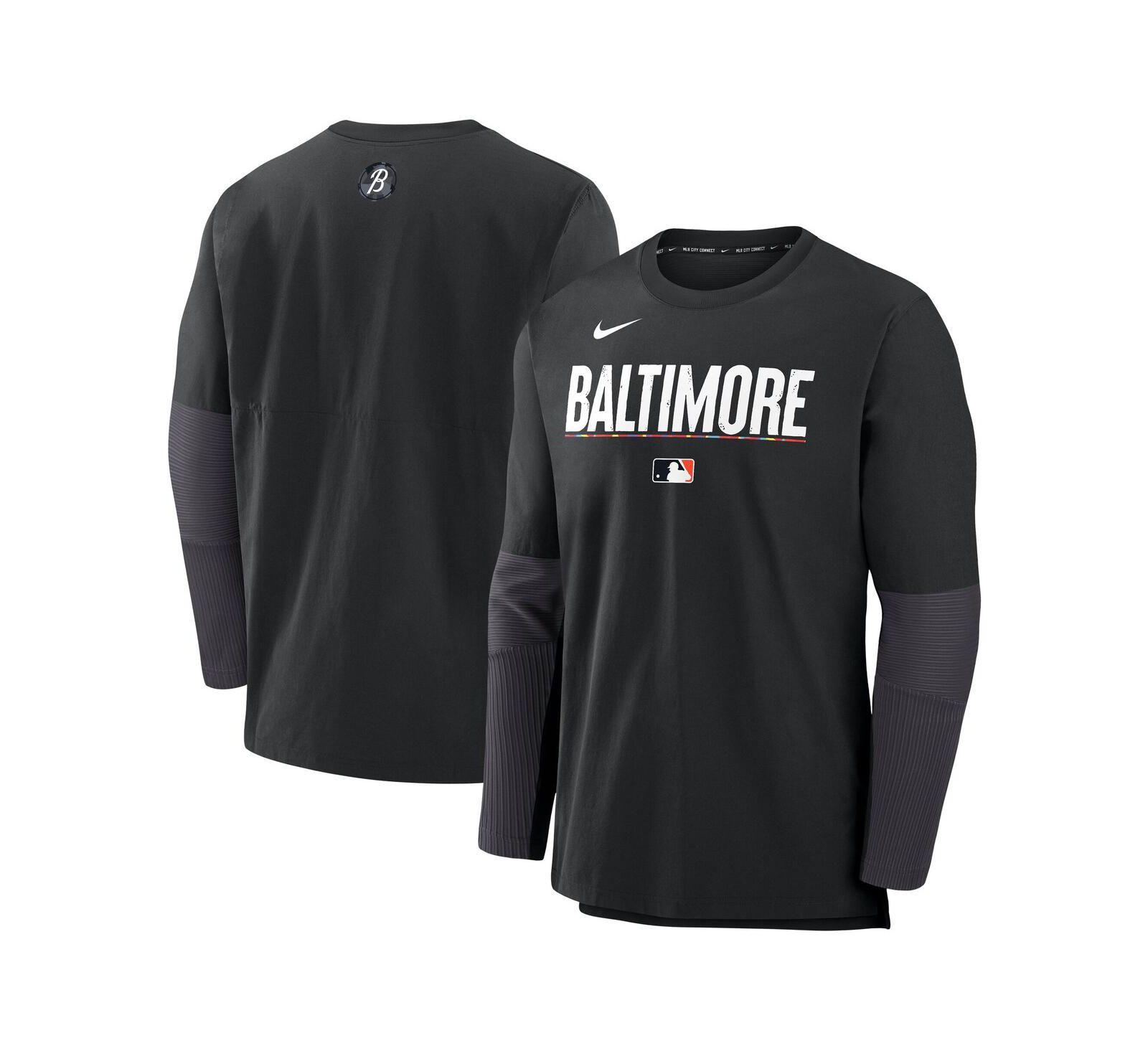 Nike Мужская футболка Nike Black Baltimore Orioles Authentic Collection City Connect Lightweight Player Tri-Blend Performance Long Sleeve