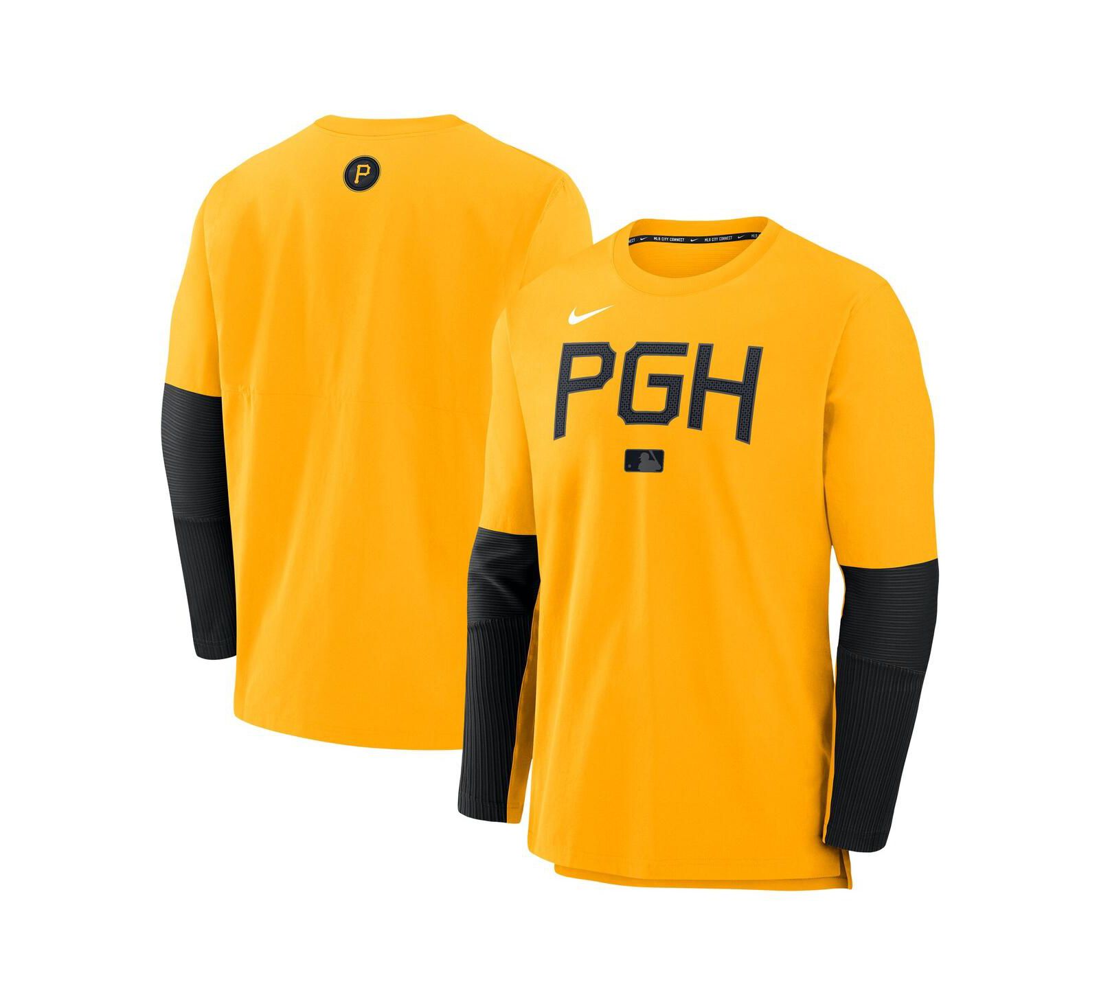 Мужская футболка Nike Gold Pittsburgh Pirates Lightweight Performance Long Sleeve