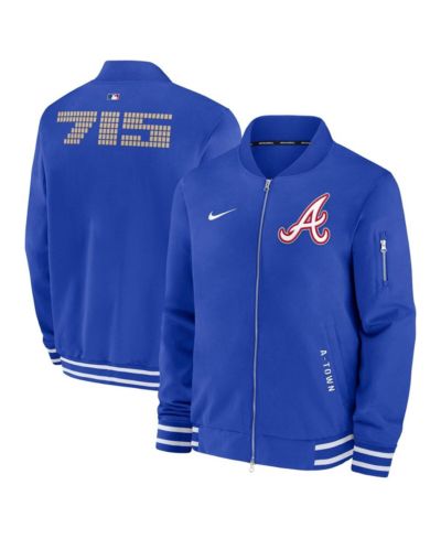 Nike Men's Royal Atlanta Braves Authentic Collection City Connect Full-Zip Bomber Jacket