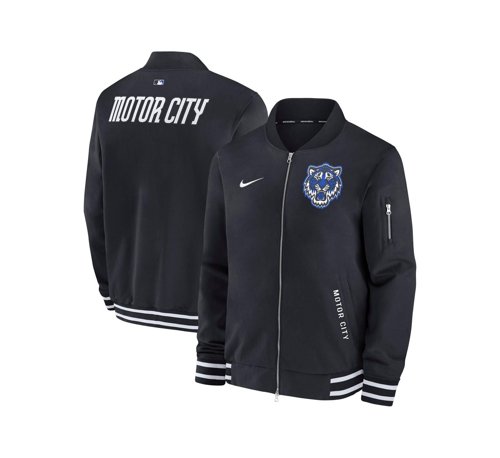 Nike Мужская бомбер-куртка Detroit Tigers Authentic Collection City Connect Full-Zip Black