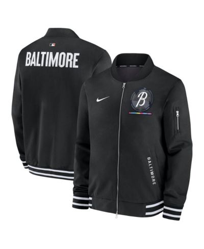 Nike Men's Black Baltimore Orioles Authentic Collection City Connect Full-Zip Bomber Jacket
