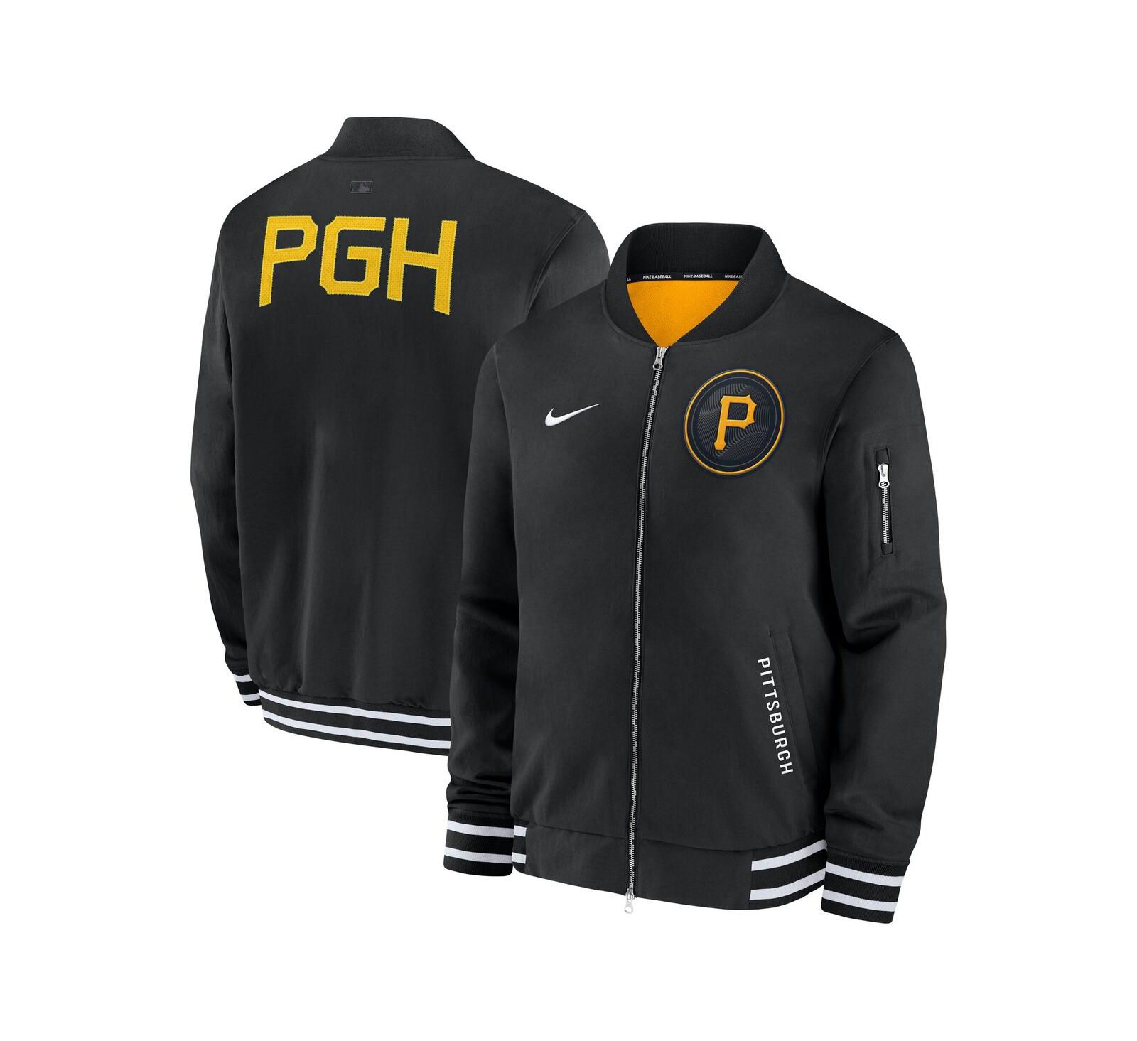 Куртка-бомбер Nike Men's Black Pittsburgh Pirates Authentic Collection City Connect Full-Zip
