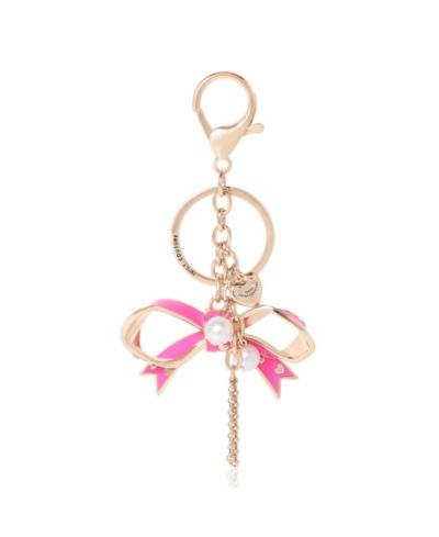 Juicy Couture Enamel Heart Car Keychain for Women, Cute Key Chain with Faux Pearls and Juicy Logo Charm