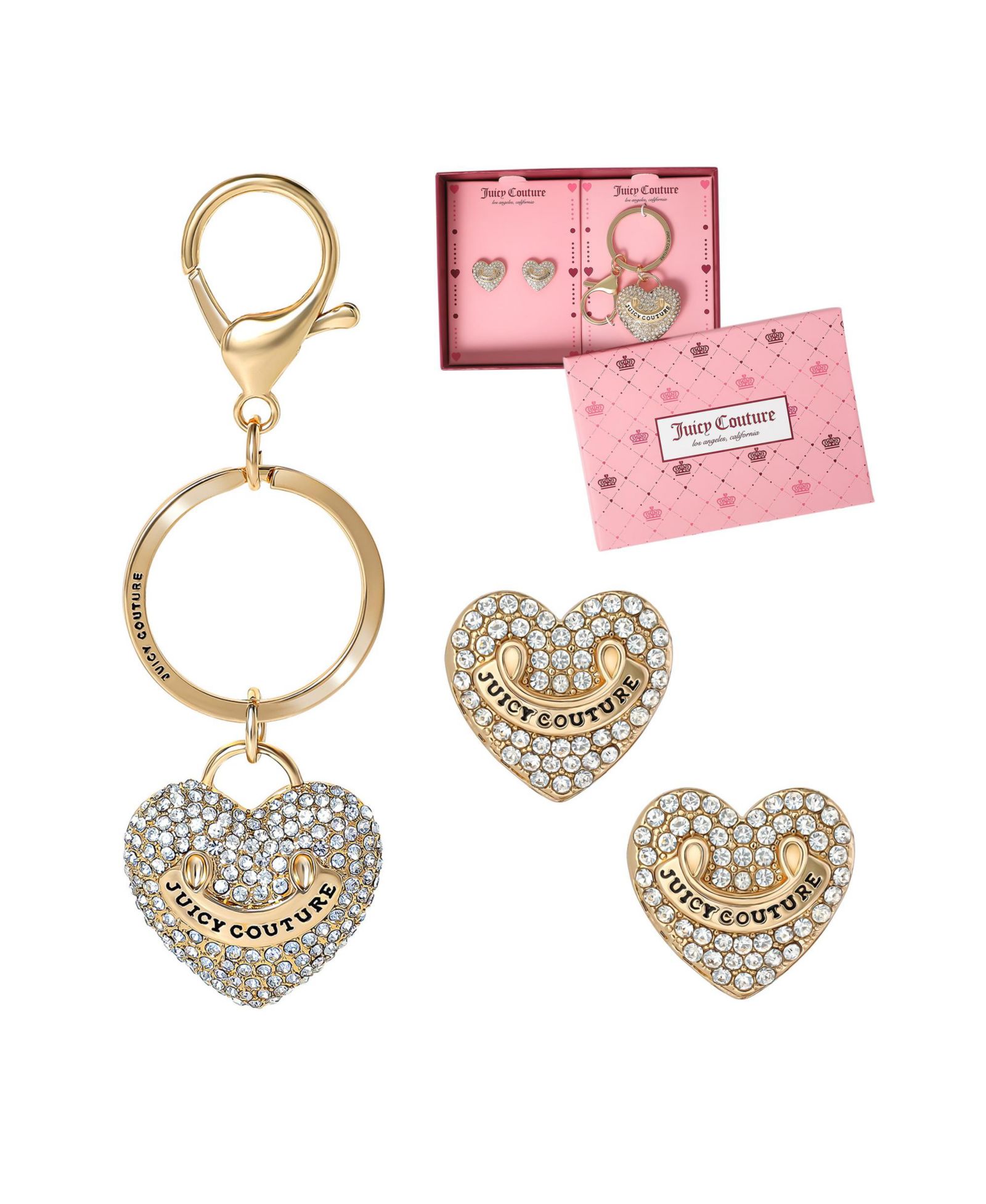 Набор брелок и серьги Juicy Couture Tone Pave Heart