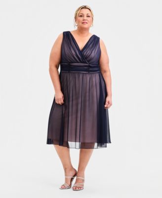 Connected Plus Size Sleeveless Chiffon Midi Dress