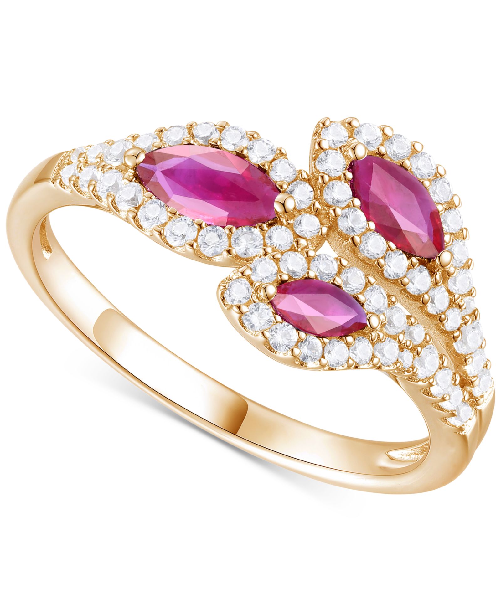 Кольцо с многоцветными камнями Gemstone (5/8 ct. t.w.) и Diamond (1/3 ct. t.w.) в золоте 14k