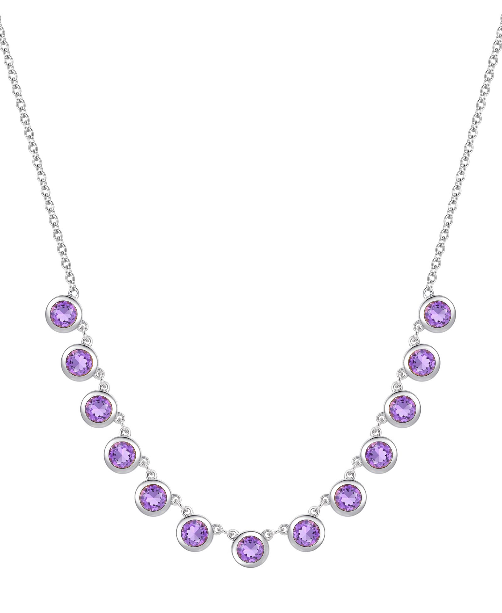 Колье Amethyst Bezel 17" из стерлингового серебра