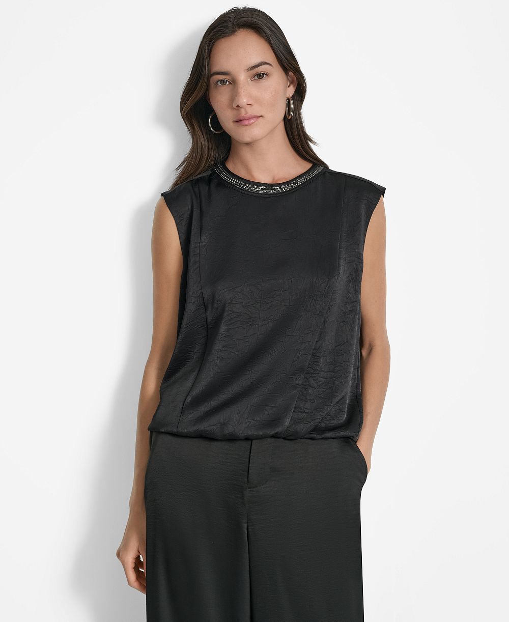Женский топ DKNY Crinkle-Texture Chain-Neck