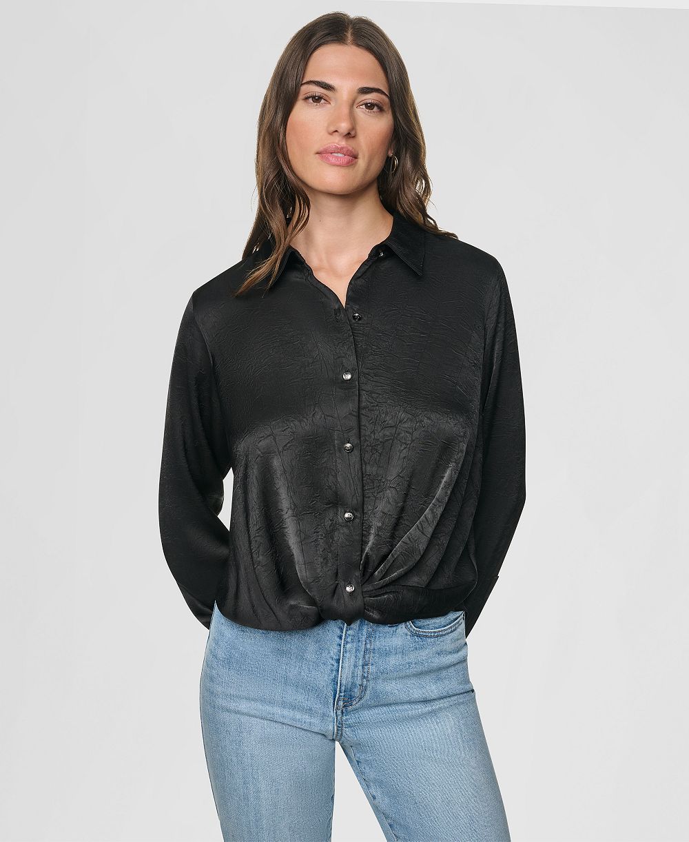 DKNY Women's Long-Sleeve Twist-Front Blouse