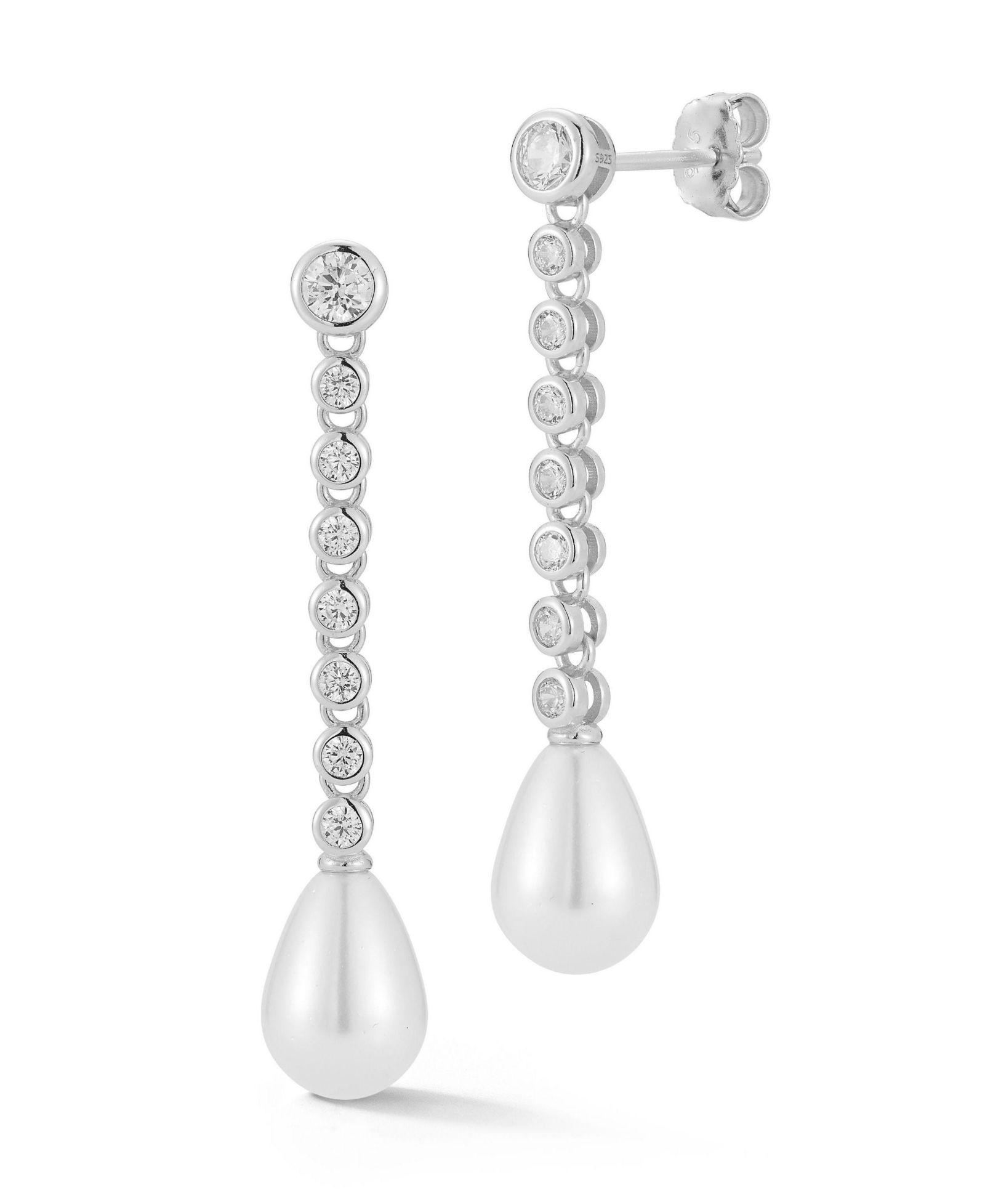 Rachel Zoe Sterling Tennis Pearl Drop Earrings