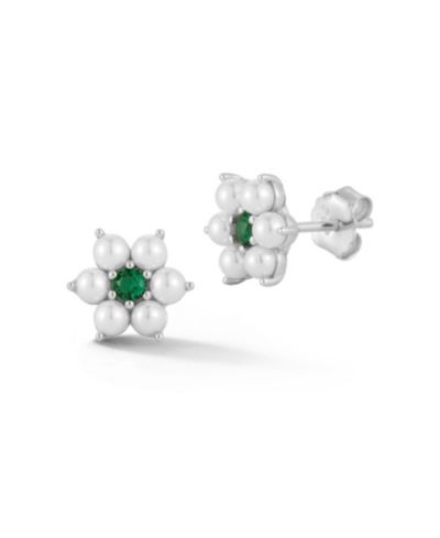 Rachel Zoe серьги-гвоздики Sterling Dainty Pearl Flower