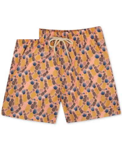 Sunset and Vines Men's Pineapple-Pattern Woven Swim Trunks