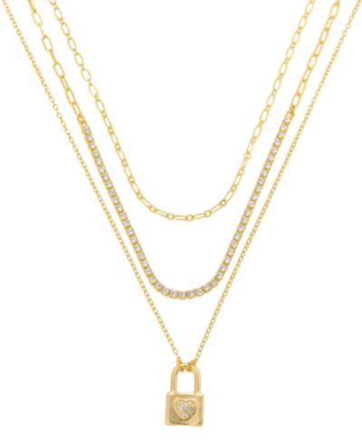 Unwritten Cubic Zirconia Love Locket Pendant Layered Necklace Set
