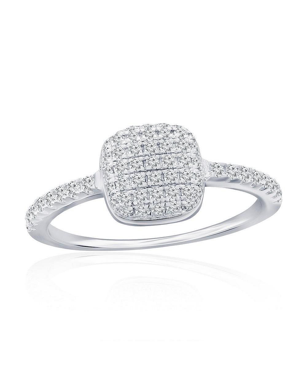 Simona кольцо Square Pave CZ из стерлингового серебра