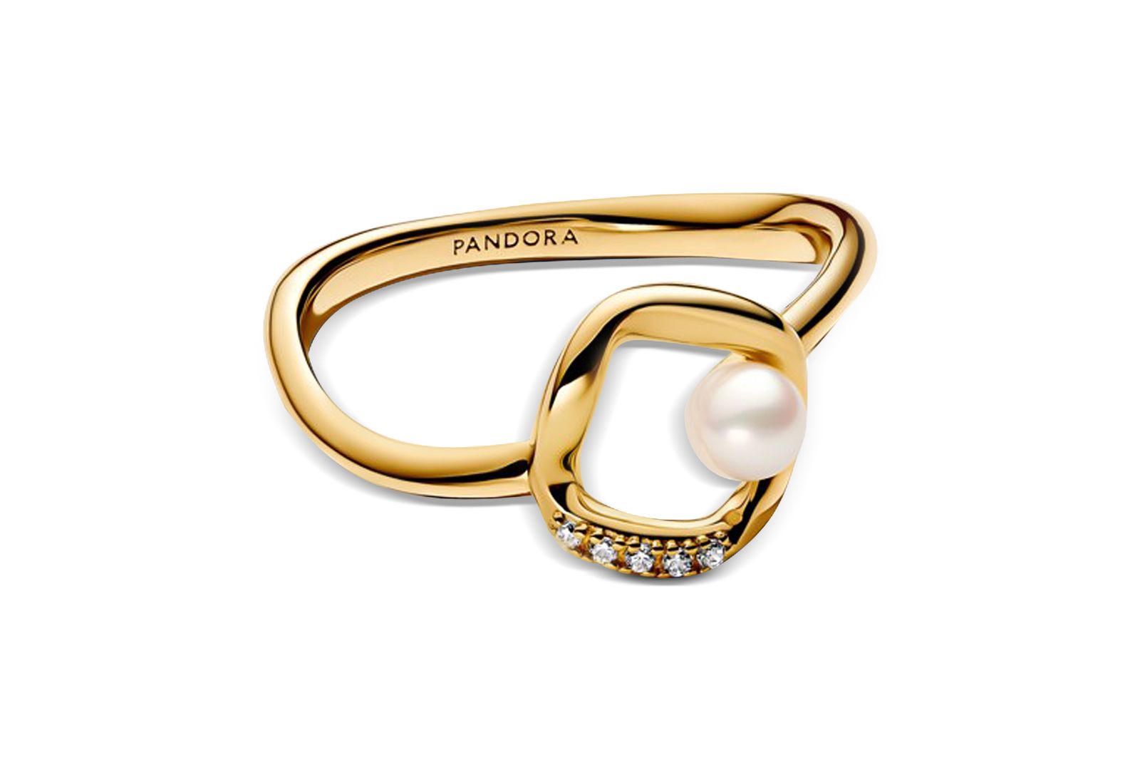 Кольцо Pandora Organically Shaped Pave Circle из культивированного жемчуга