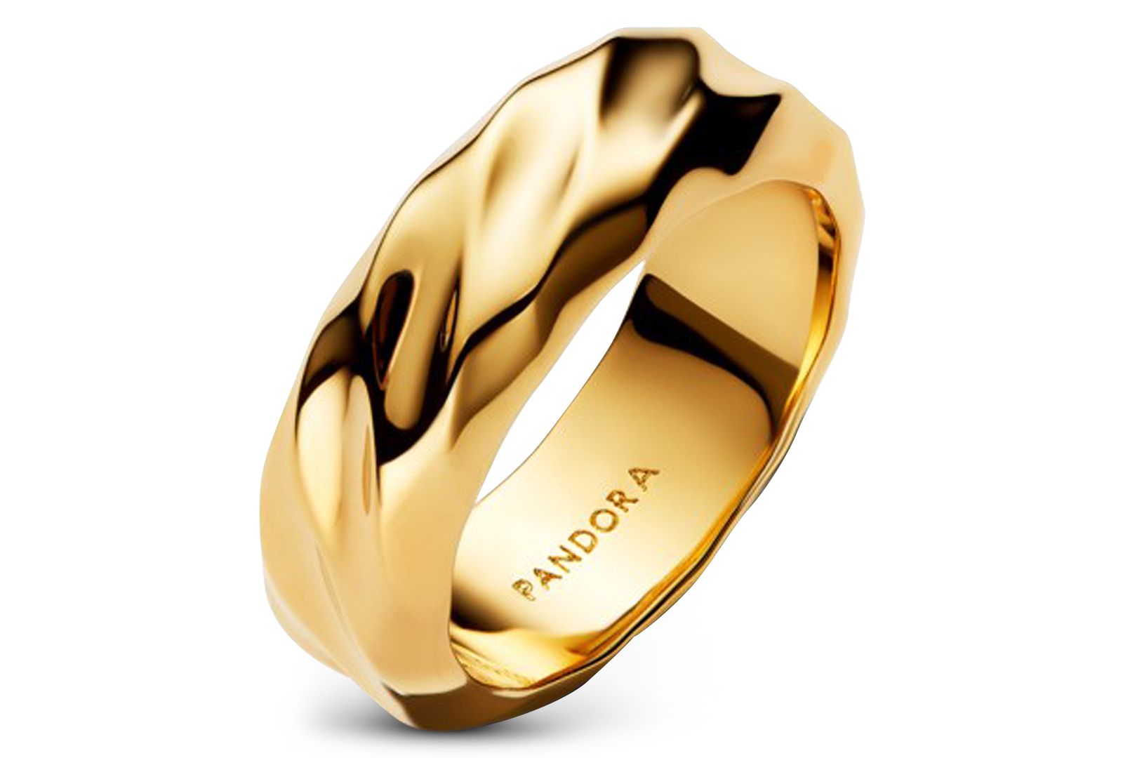 Pandora кольцо Rippled Wide Band