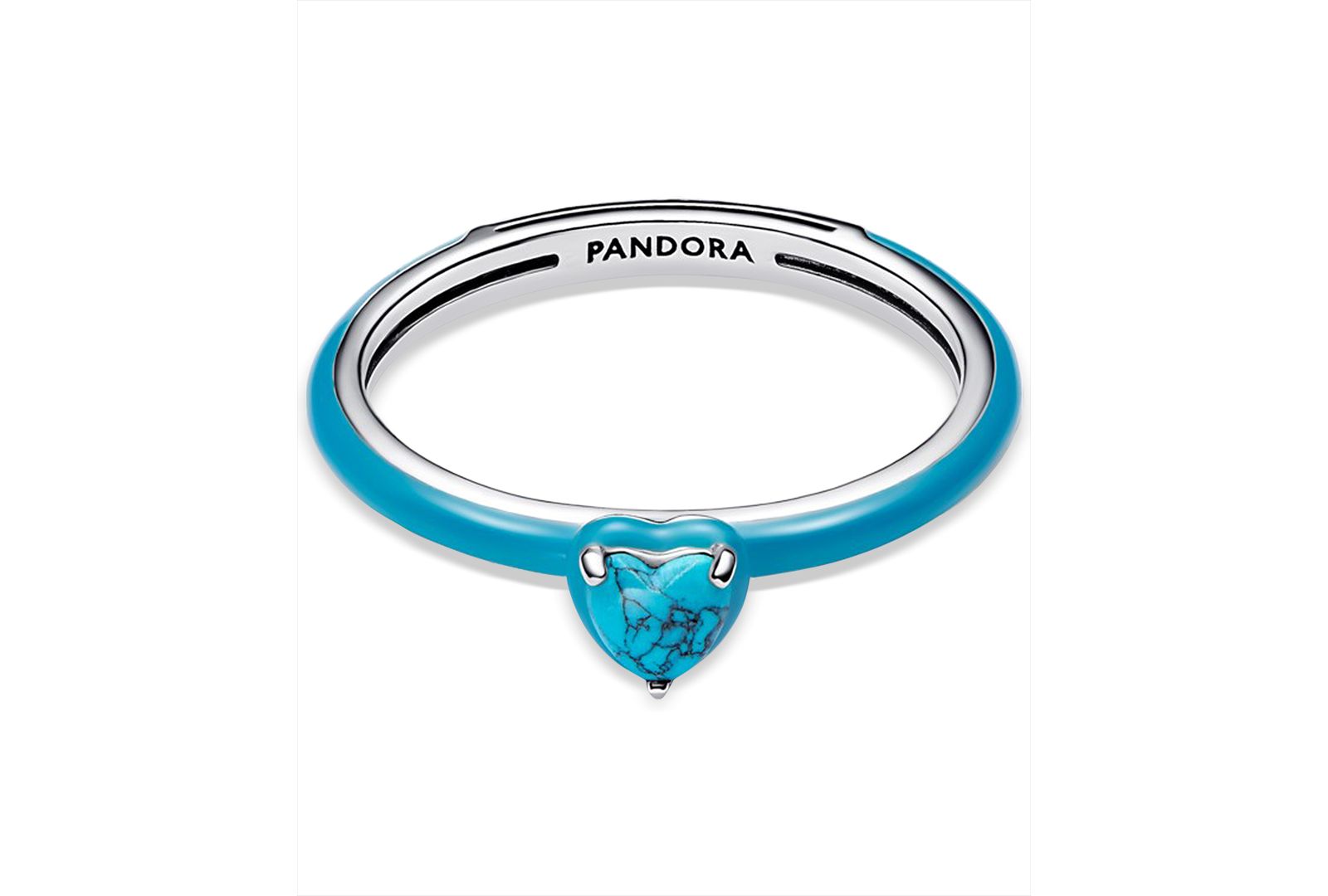 Кольцо Pandora с бирюзовым камнем в форме сердца