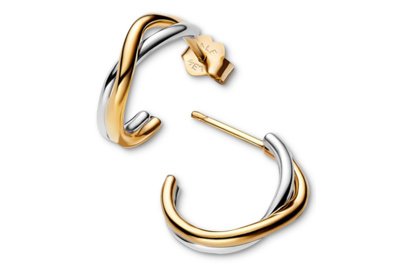 Pandora серьги-кольцо двухцветные Organic Shape Open Hoop