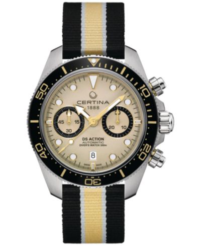 Certina Мужские швейцарские автоматические часы Chronograph DS Action Multicolor Nylon Strap 45mm