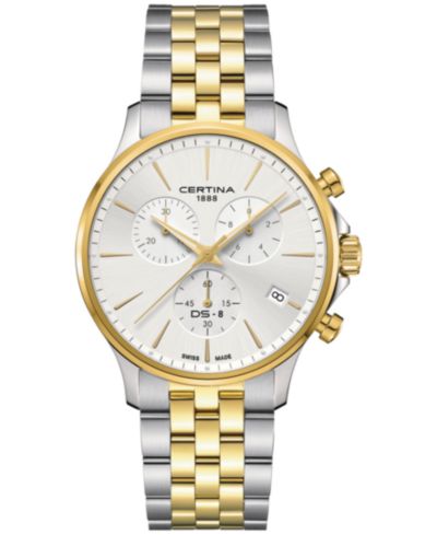 Мужские часы Certina Swiss Chronograph DS-8 Two-Tone из нержавеющей стали 41mm