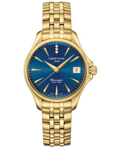 Certina Women's Swiss DS Action Diamond Accent Gold-Tone Stainless Steel Bracelet Watch 34mm