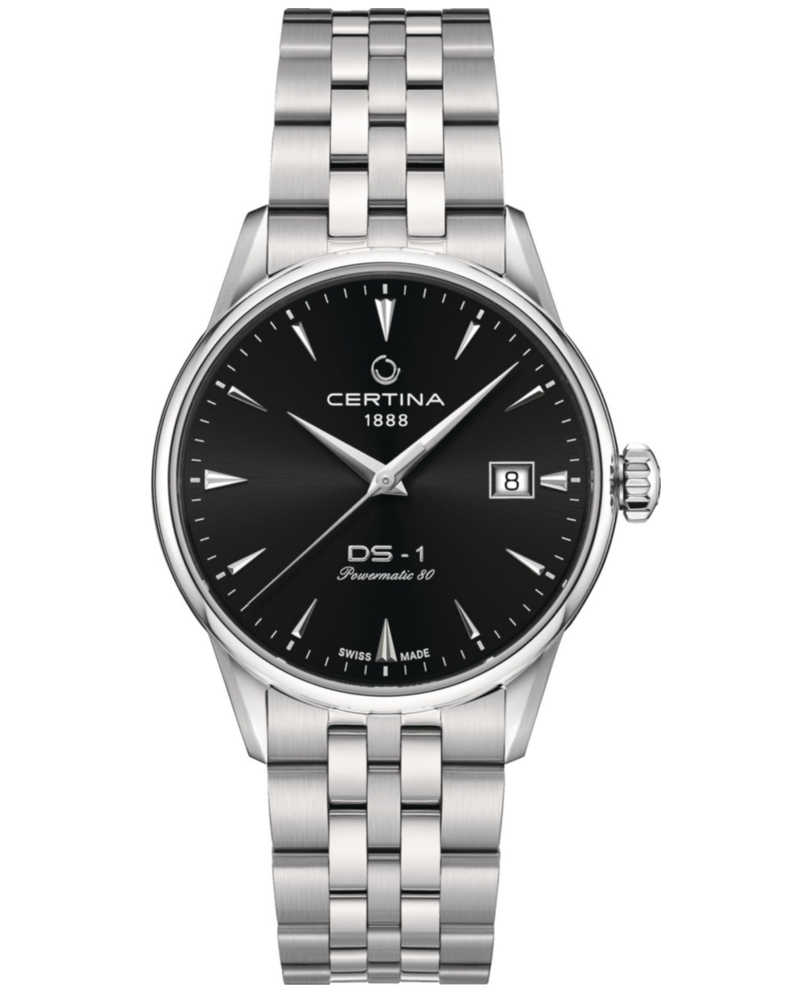 Часы Certina Unisex Swiss Automatic DS-1 Powermatic 80 из нержавеющей стали с браслетом, 38mm