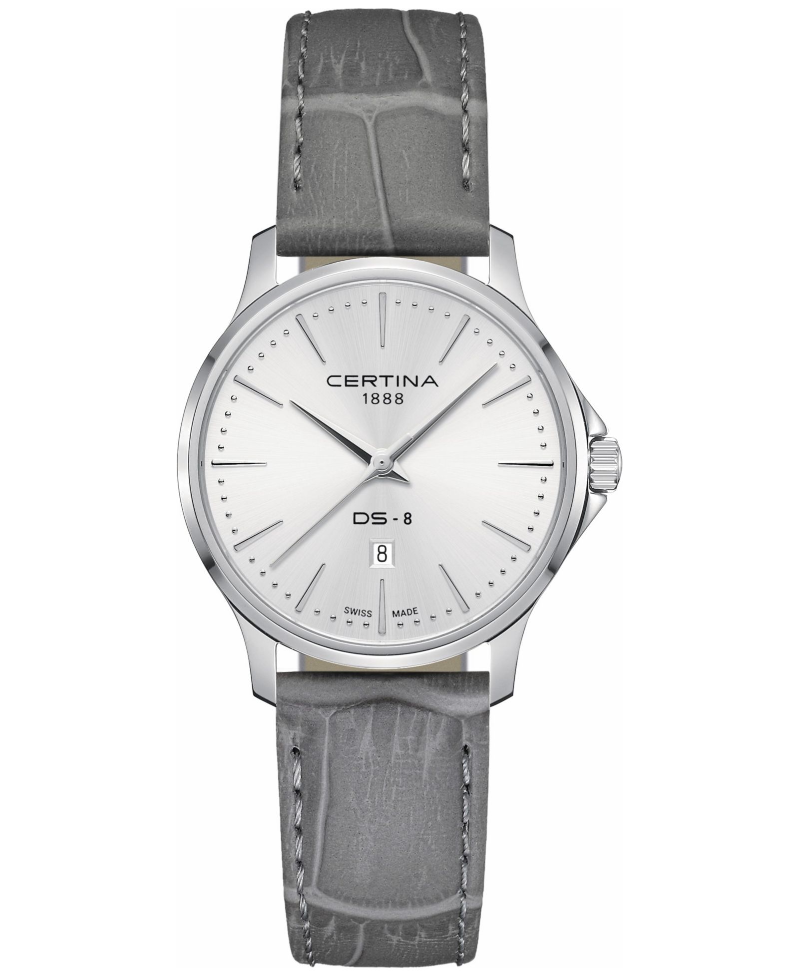 Женские швейцарские часы Certina DS-8 Gray Leather Strap 31mm