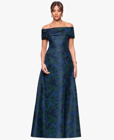 XSCAPE Women's Jacquard Off-The-Shoulder Ball Gown