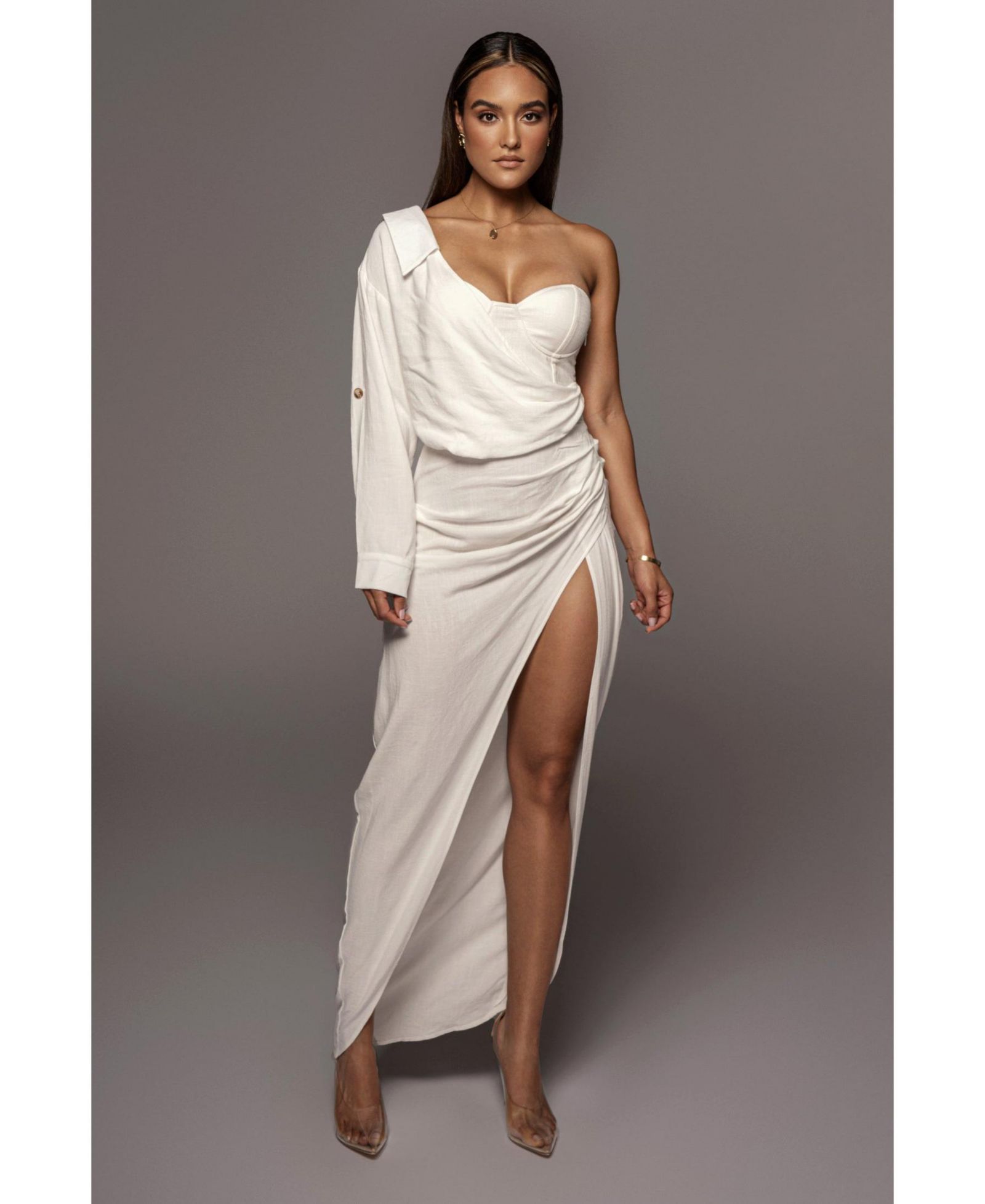 Женское льняное драпированное платье JLUXLABEL Evita