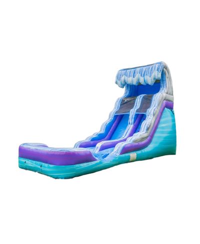 Hero Kiddo Ocean Wave 16' Commercial-Grade Vinyl Water Slide with Attached Pool and Drainage System, Ages 3+