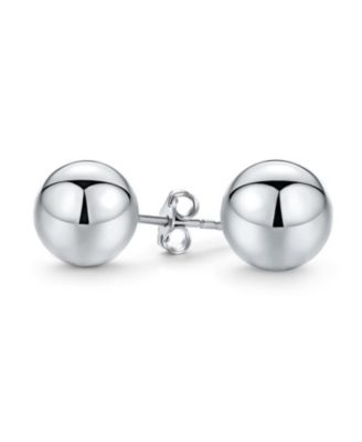 Bling Jewelry Minimalist Simple Round Bead Ball Stud Earrings Polish Sterling Silver 10MM