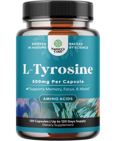 L-Tyrosine Capsule |  High Strength L-Tyrosine Supplement | for Mental Energy, Mood, Focus, Attention & Cognition | 120ct