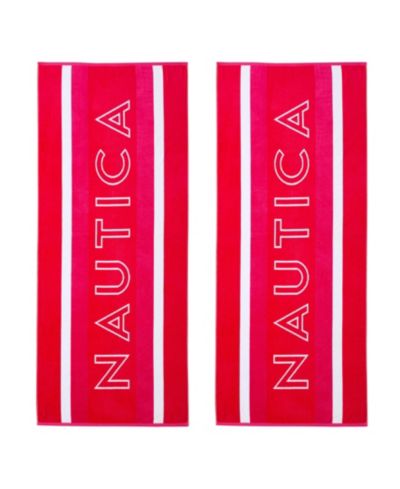 Набор пляжных полотенец Nautica Logo Stripe Jacquard 68" X 36"