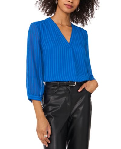 Женский топ Vince Camuto Striped V-Neck 3/4-Sleeve