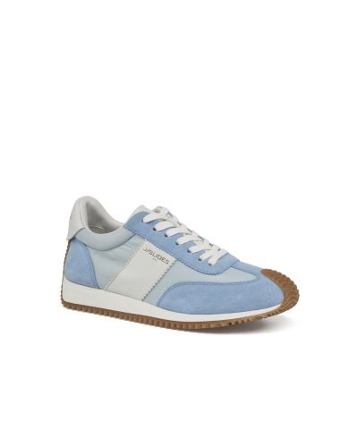 Blue white leather