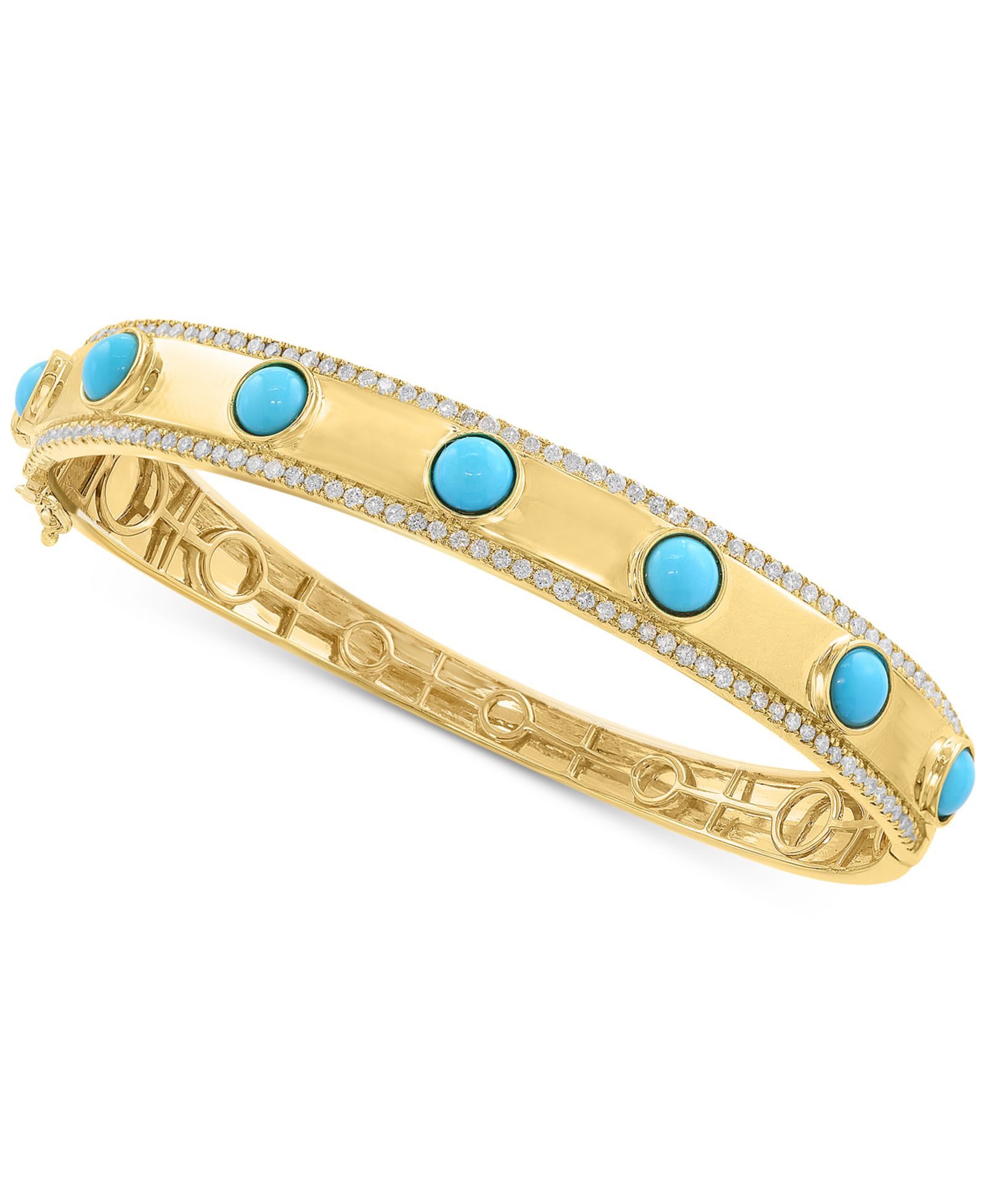 EFFY® Turquoise & Diamond (1-1/4 ct. t.w.) Bangle Bracelet in 14k Gold-Plated Silver