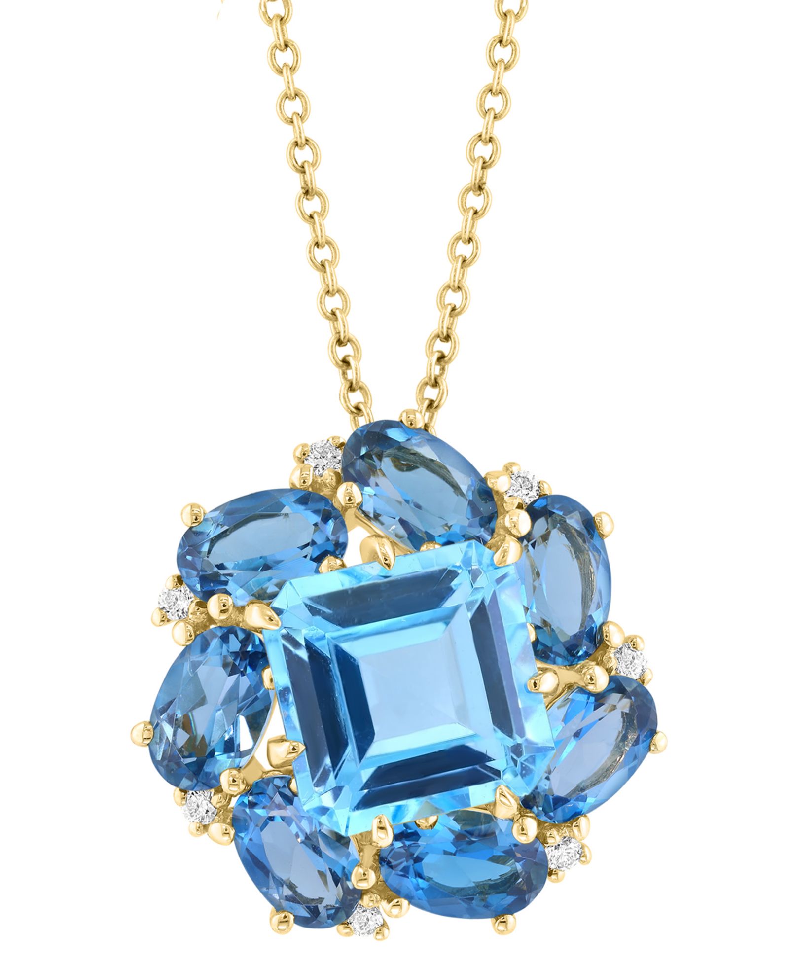 EFFY® подвеска с Blue Topaz (4-7/8 ct. t.w.), London Blue Topaz (3-5/8 ct. t.w.) и Diamond (1/20 ct. t.w.) в 14k желтом золоте, 17" + 1" удлинитель
