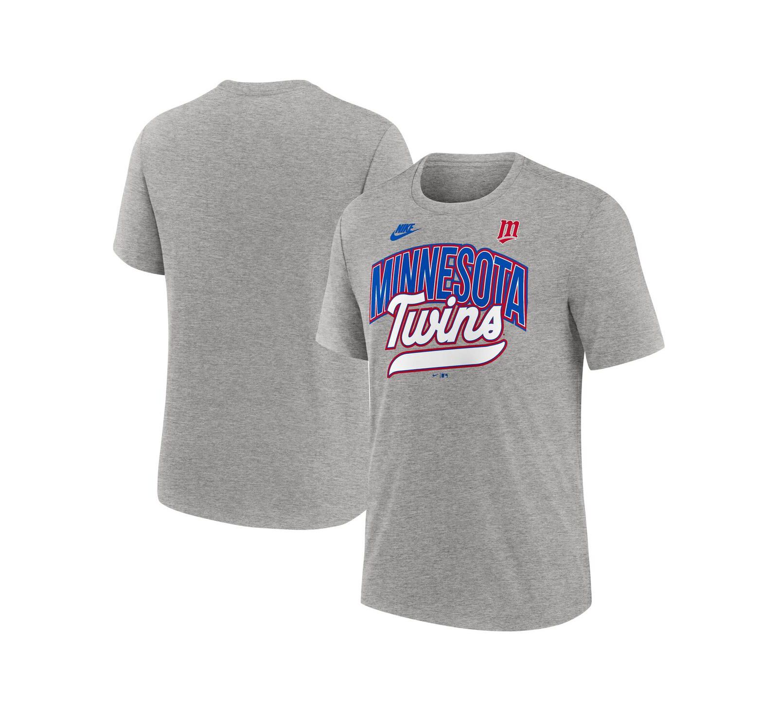 Мужская футболка Nike Minnesota Twins Cooperstown Collection Retro Tri-Blend Heather Gray