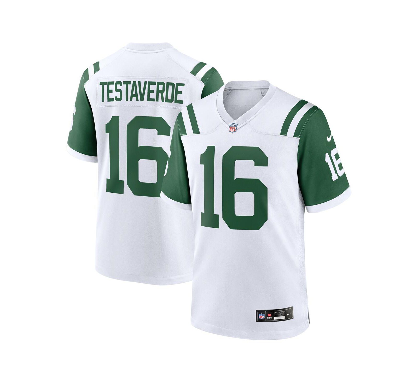 Мужская игровая джерси Nike Vinny Testaverde White New York Jets Classic Alternate Retired Player