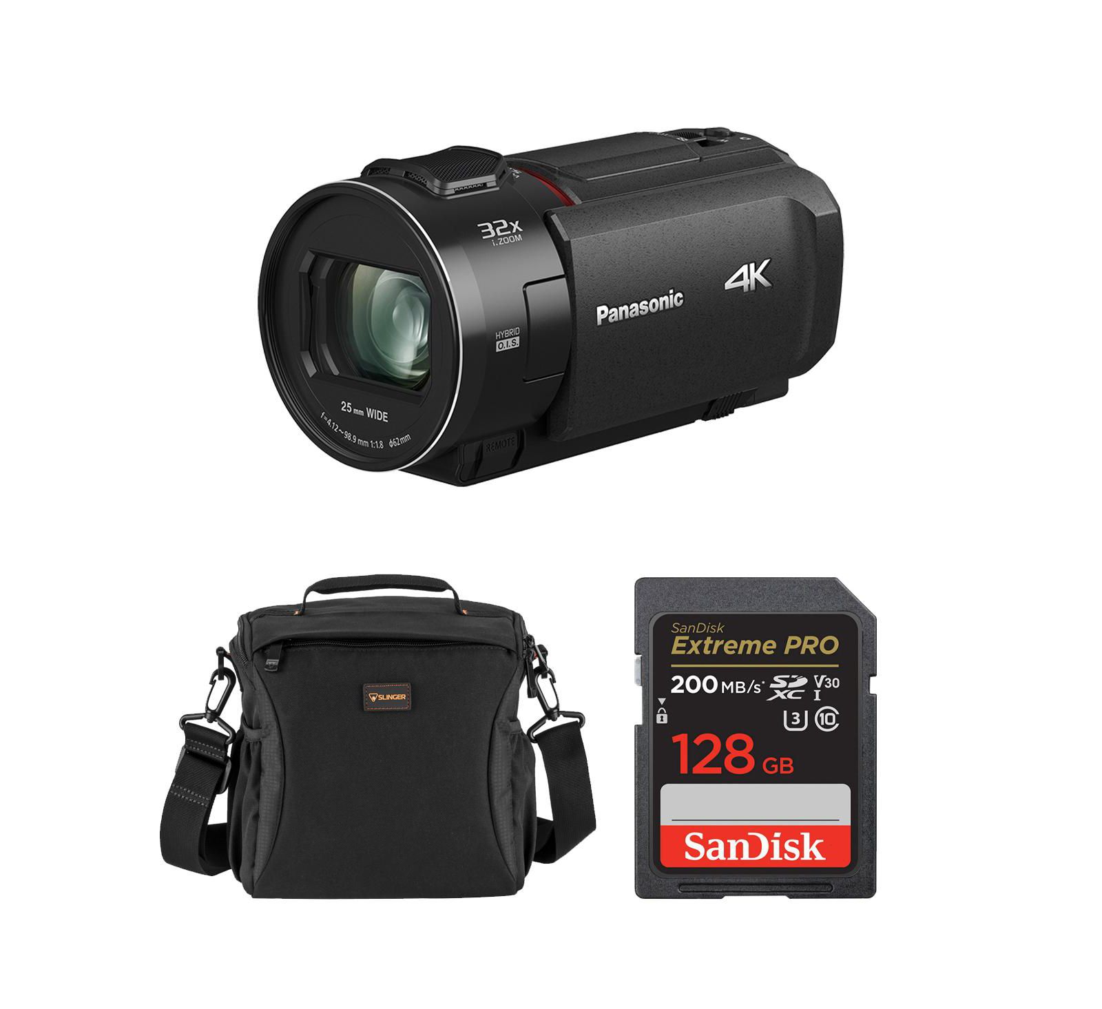 Panasonic HC-VX3 4K UHD Camcorder, Bundle with 128GB Memory Card and Shoulder Bag