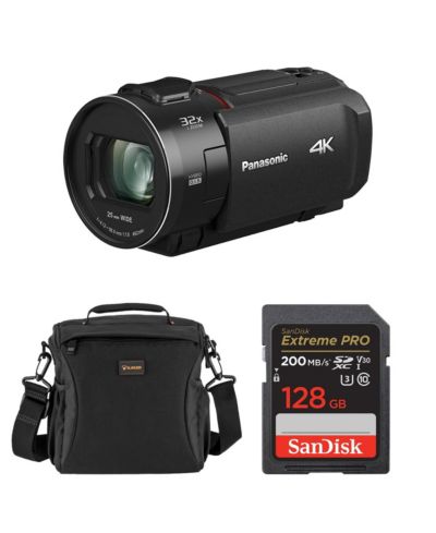 Panasonic HC-VX3 4K UHD Camcorder, Bundle with 128GB Memory Card and Shoulder Bag
