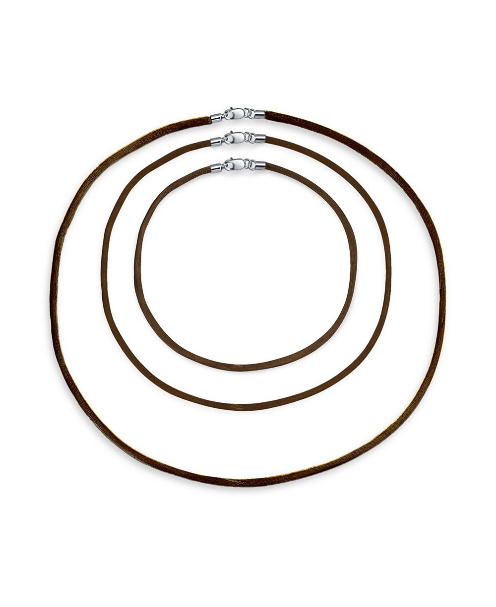Bling Jewelry Silk Cord Necklace Set, Sterling Silver Clasp, 3-Piece Set
