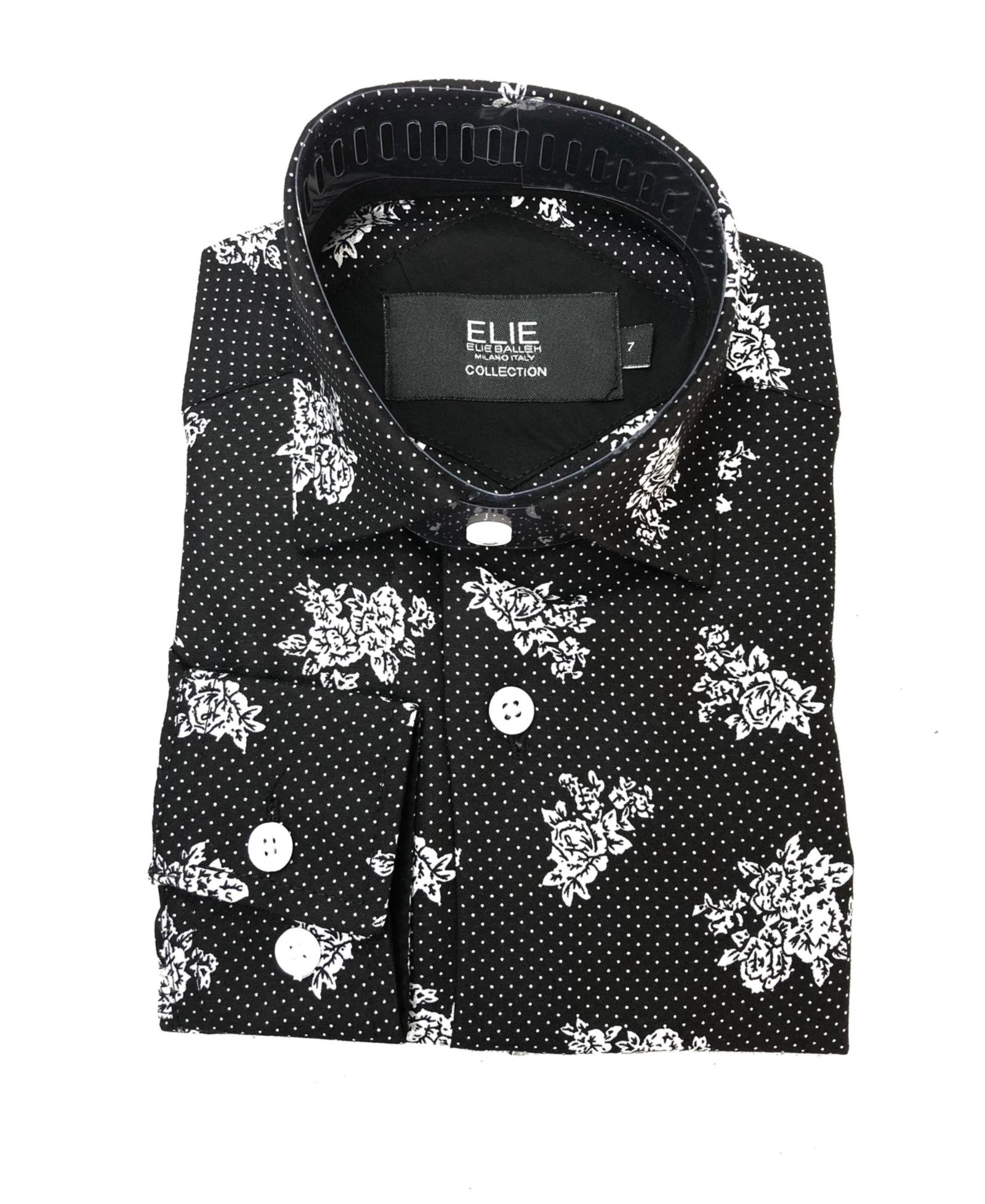 Elie Balleh рубашка Slim Fit с цветочным принтом и пуговицами для мальчиков Black White