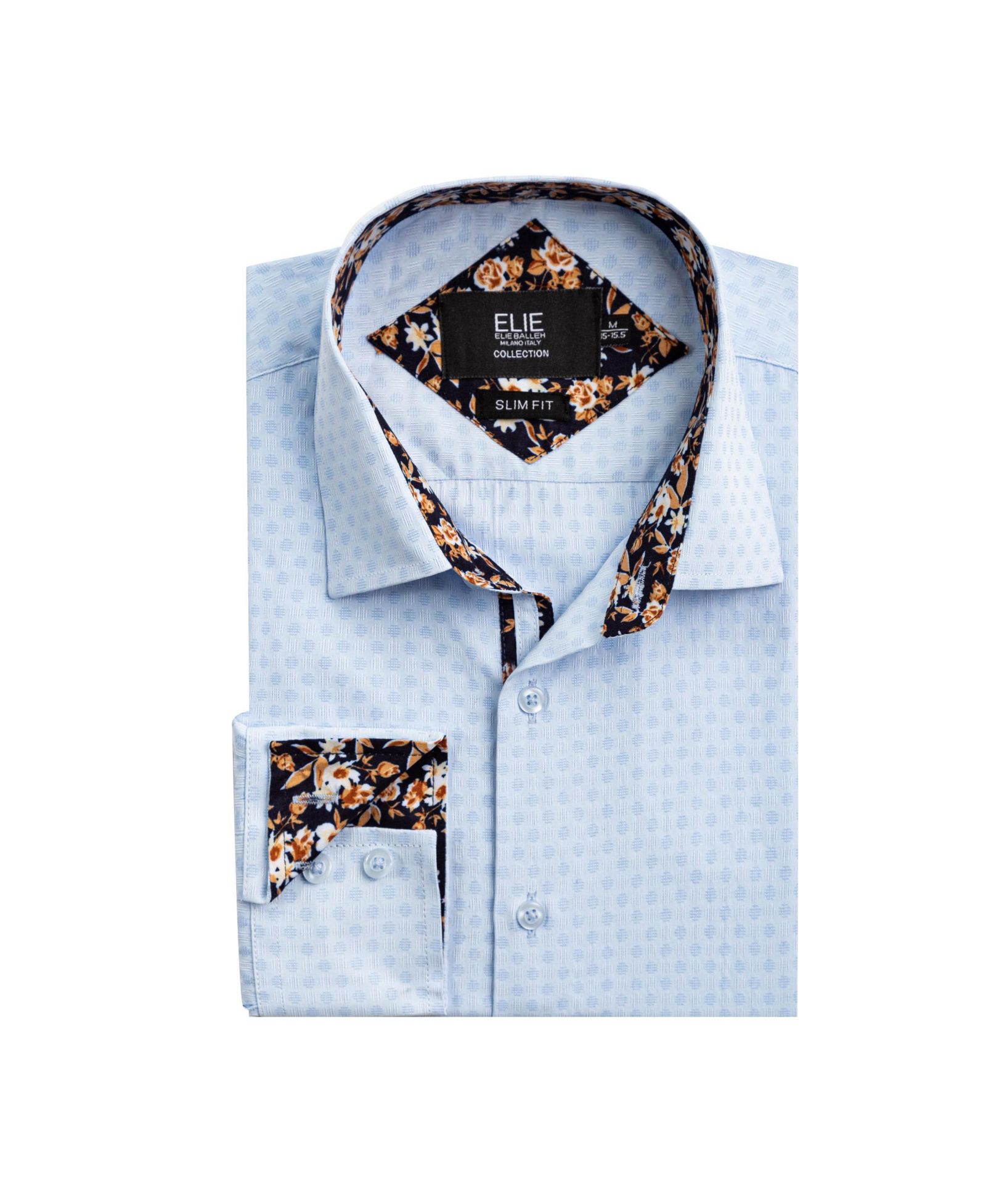 Elie Balleh рубашка с точечным жаккардом Slim Fit Blue для мальчиков