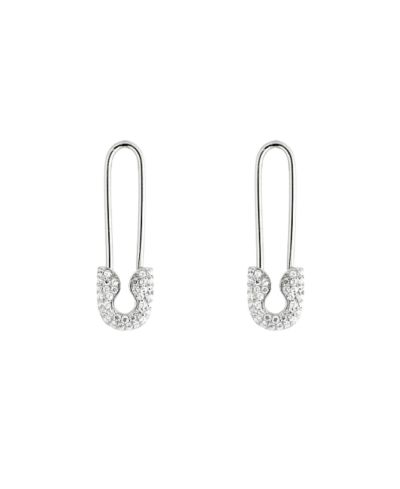 Spero London Pave Safety Pin Earring Jewelled Sterling