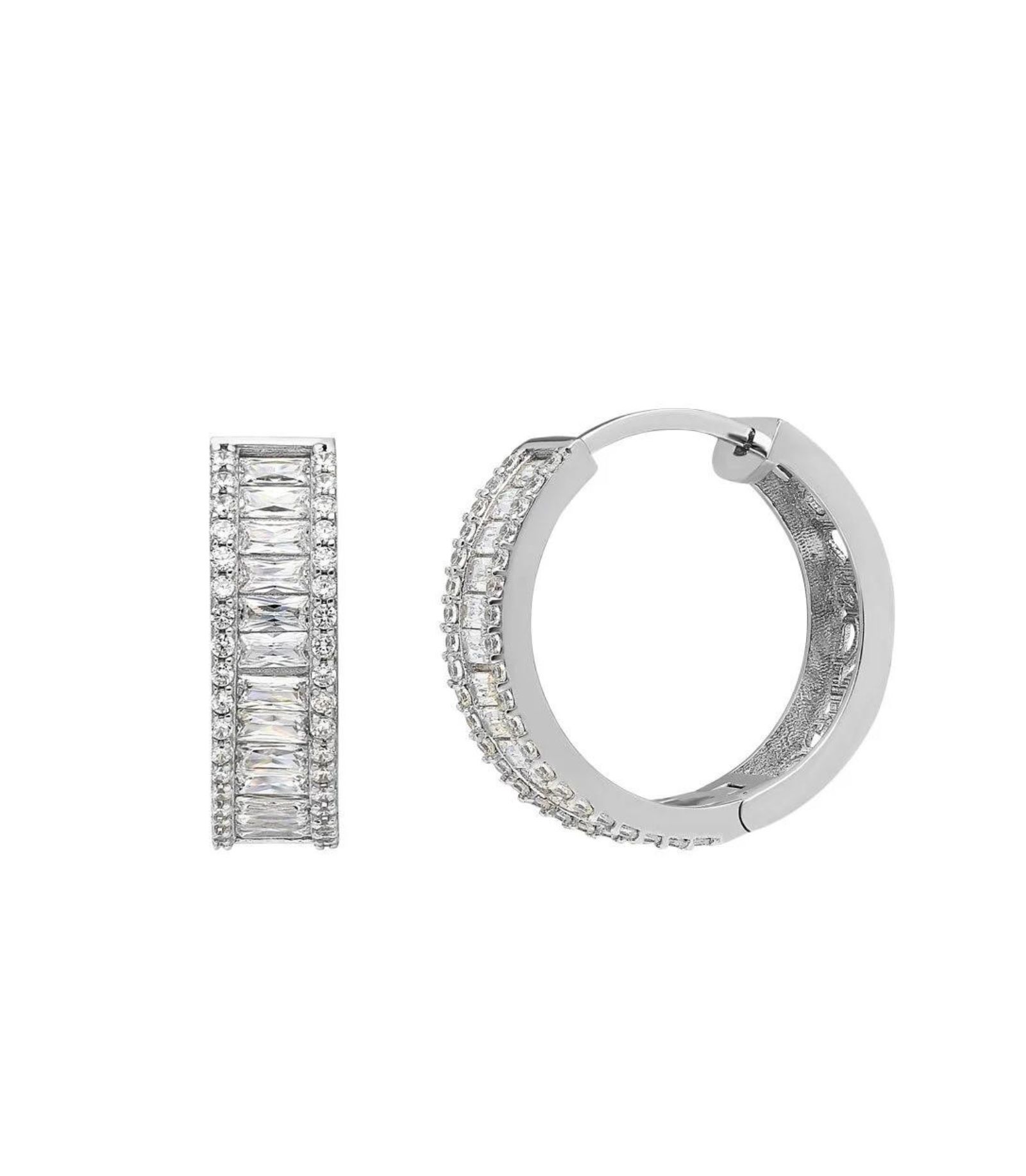 Spero London Серьги-кольца Baguette Cubic Zirconia Sterling Pave