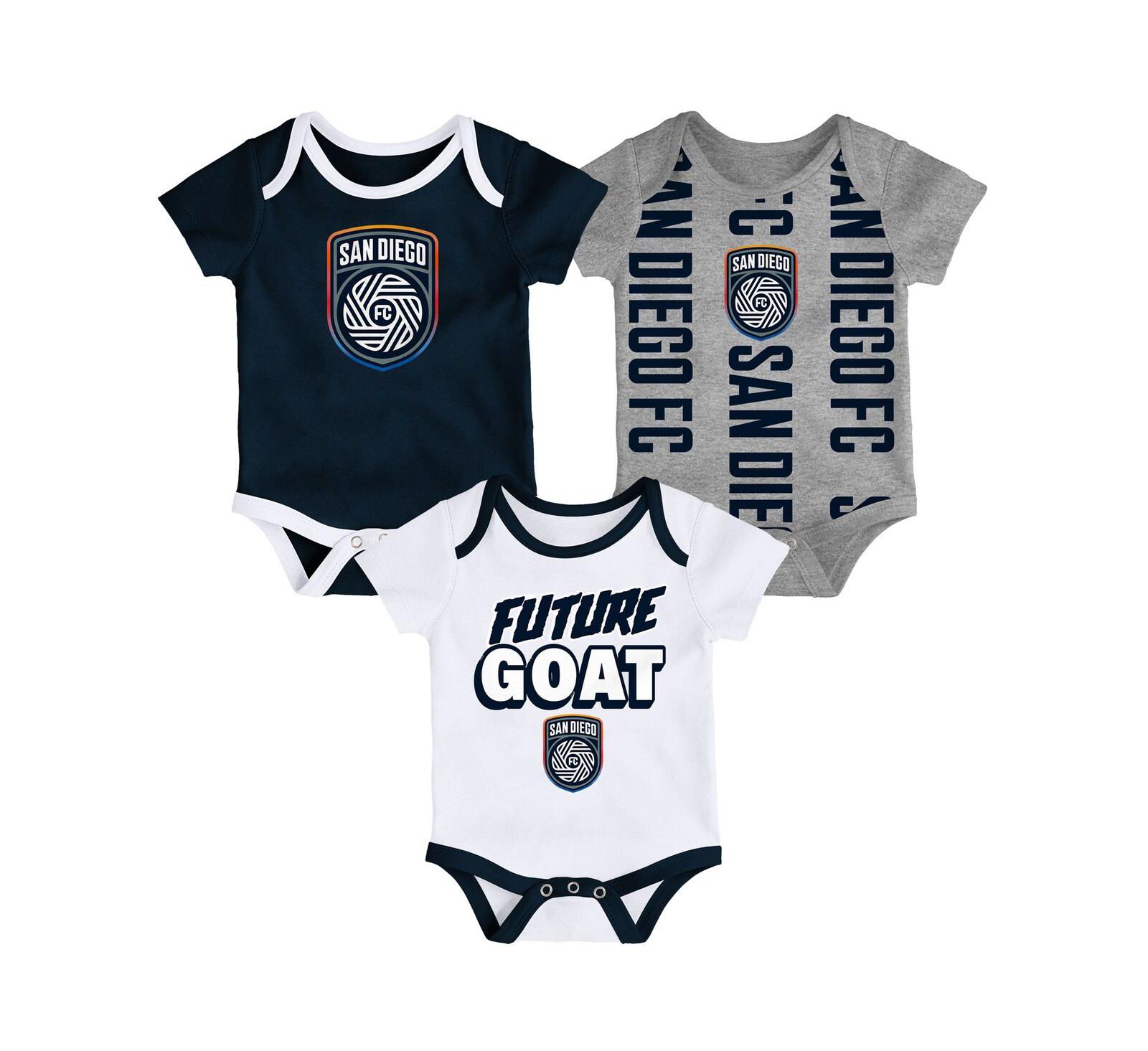 Outerstuff боди для новорожденных San Diego FC Loyal Buddies, 3 шт., Navy/Heather Gray