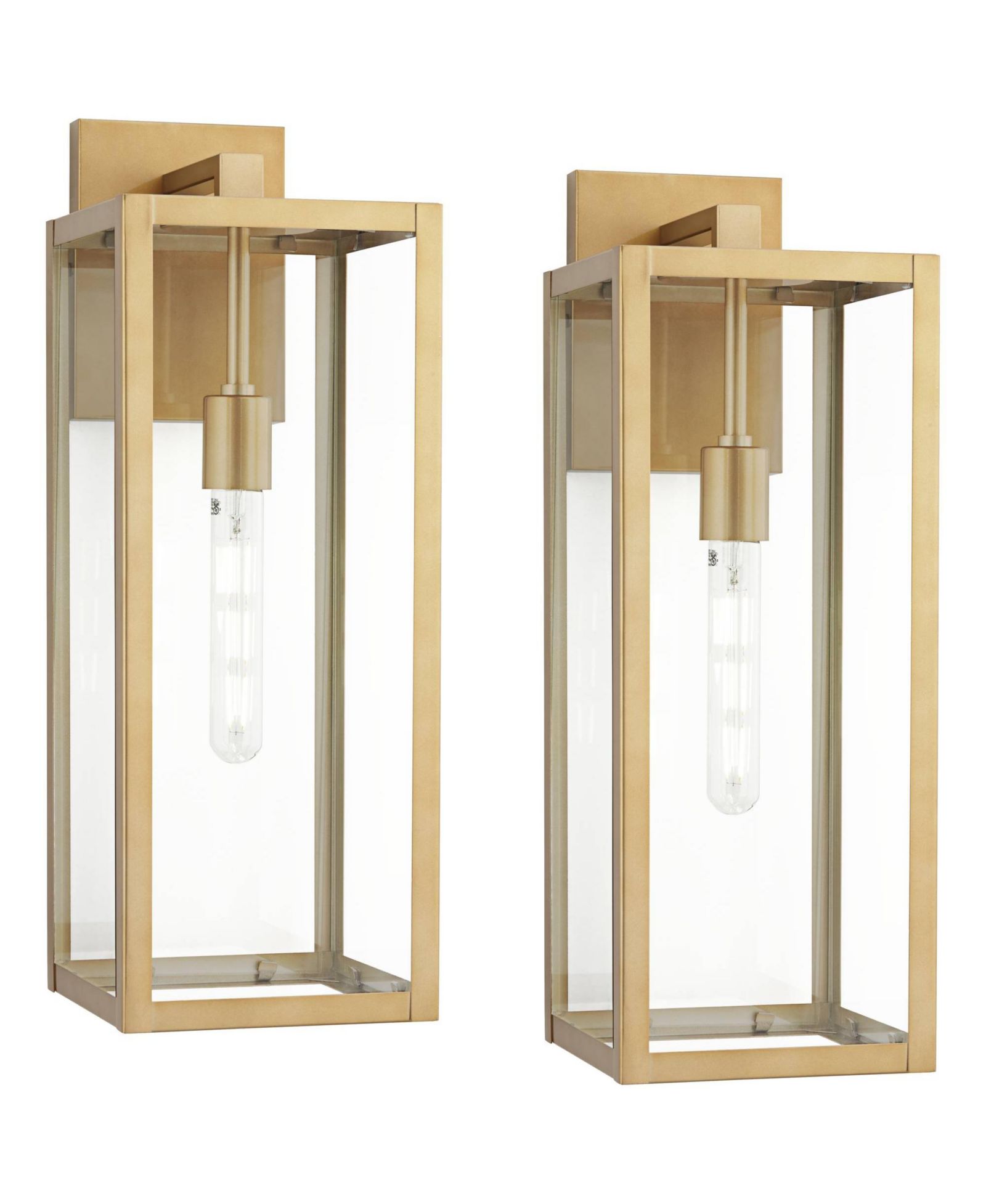 John Timberland Rectangular Frame 20 1/4" Clear Glass for Post Exterior Barn Titan Set of 2 Modern Outdoor Wall Light Fixtures